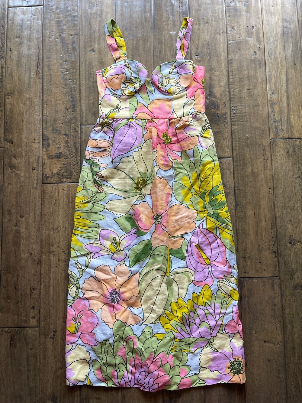 FARM Rio Spring Affair Floral Print Linen Maxi Dress - Picture 8 of 15